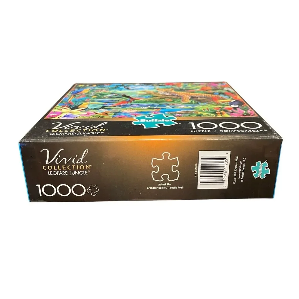 Vivid Leopard Jungle 1000 Pc Puzzle Jaguar Parrots Toucan Tropical Birds Buffalo